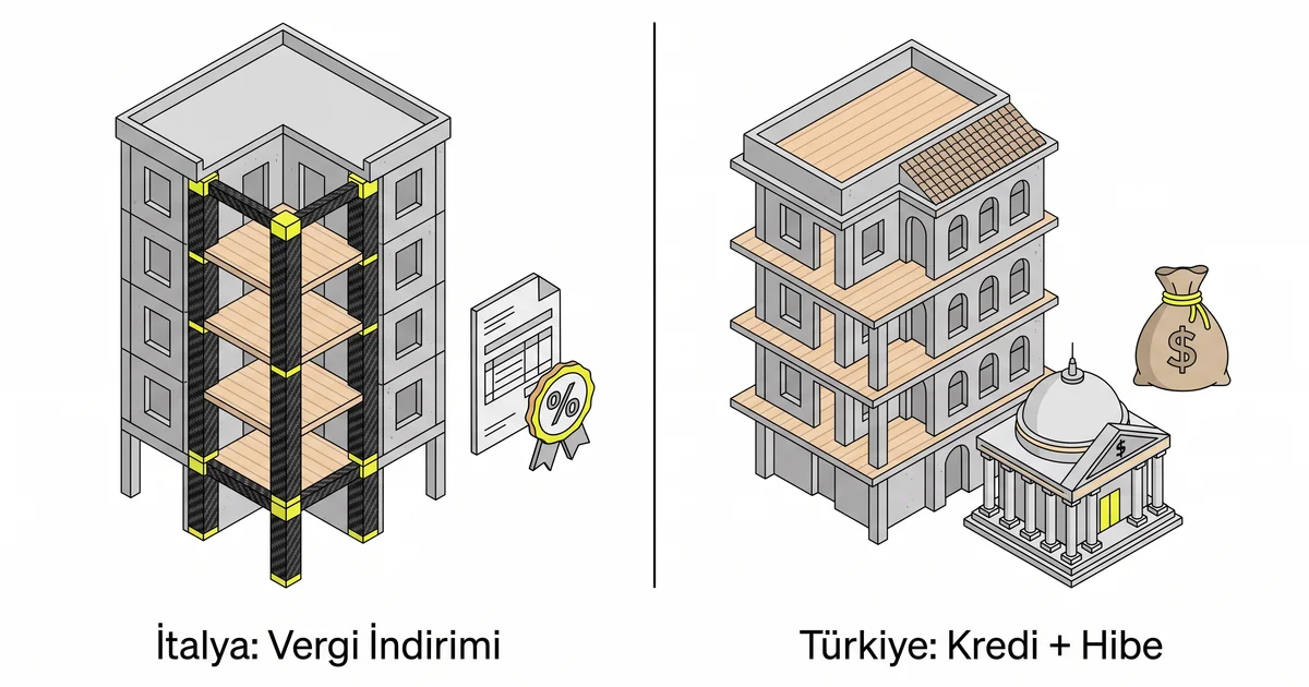 İtalya Sismabonus vergi indirimi ile Türkiye 6306 kredi ve hibe destekli güçlendirme modelinin karşılaştırması