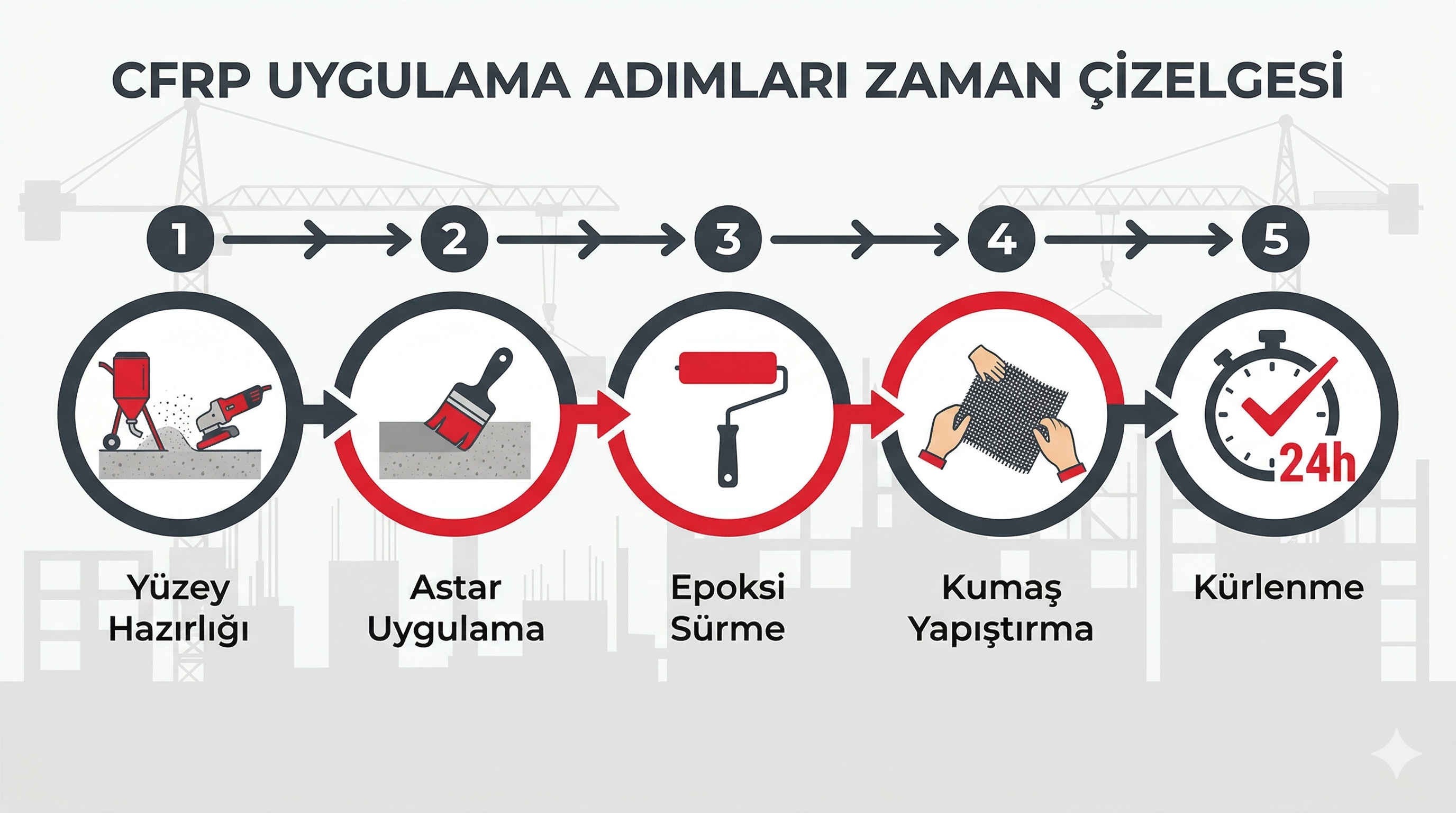 Karbon fiber güçlendirme uygulama adımları — yüzey hazırlığından kürlenmeye