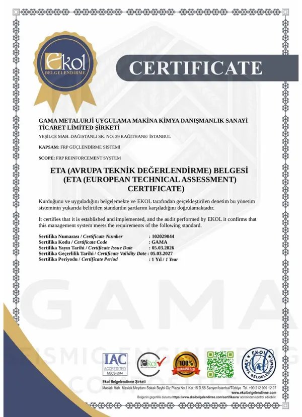 ETA Belgesi - Gama Metalurji sertifika belgesi