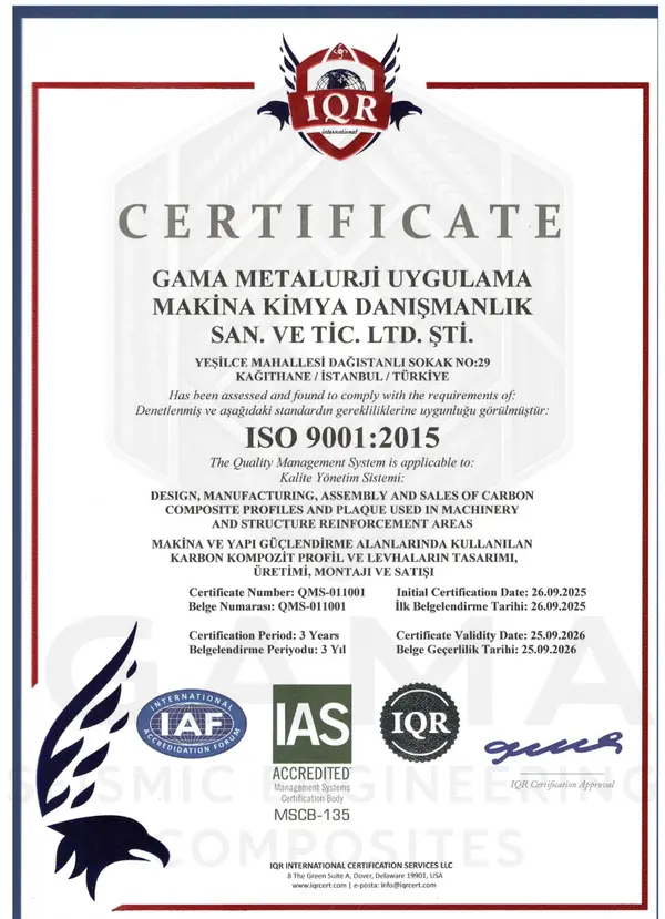 ISO 9001:2015 Sertifikası (2) - Gama Metalurji sertifika belgesi