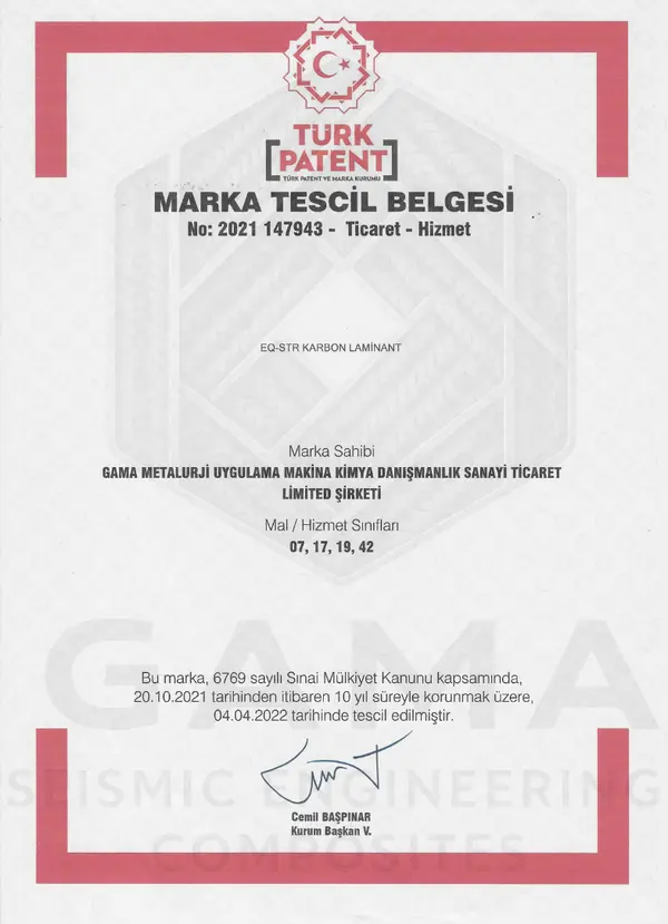 Marka Tescil Belgesi - Gama Metalurji sertifika belgesi